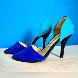 Chinese Laundry Blue, Turquoise & Black Heels, Size 7.5